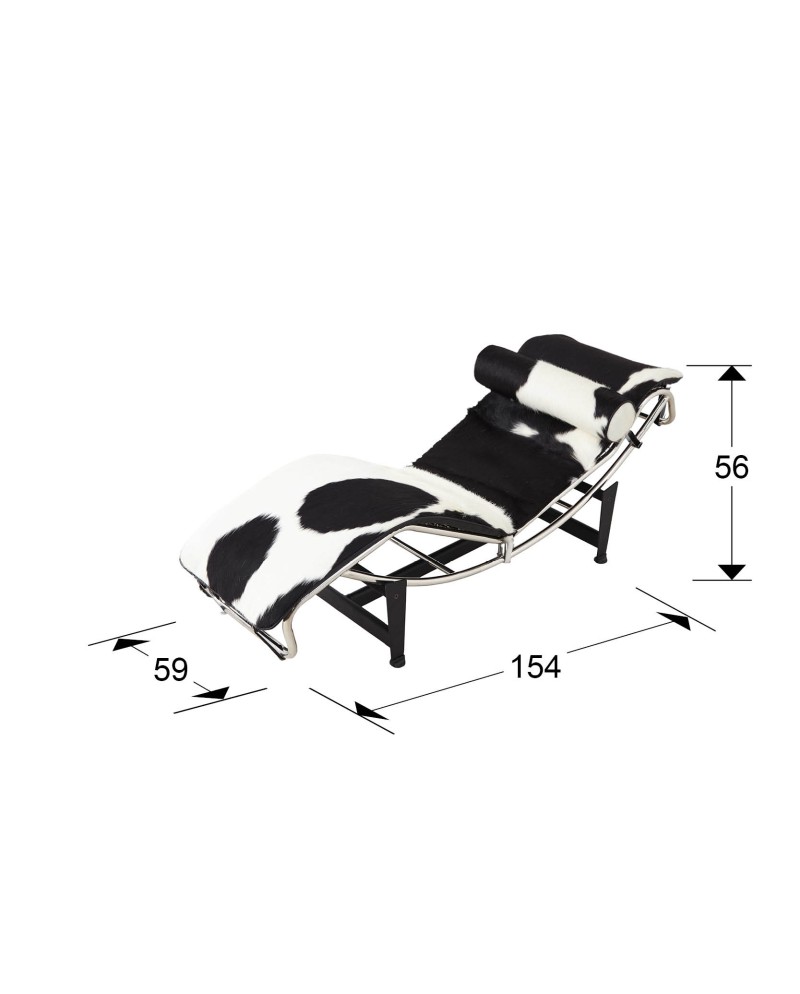 LECO- CHAISE LONGUE - PIEL VACA BCO.NEGR